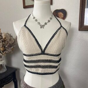 Boho Cropped Crochet Halter Top
